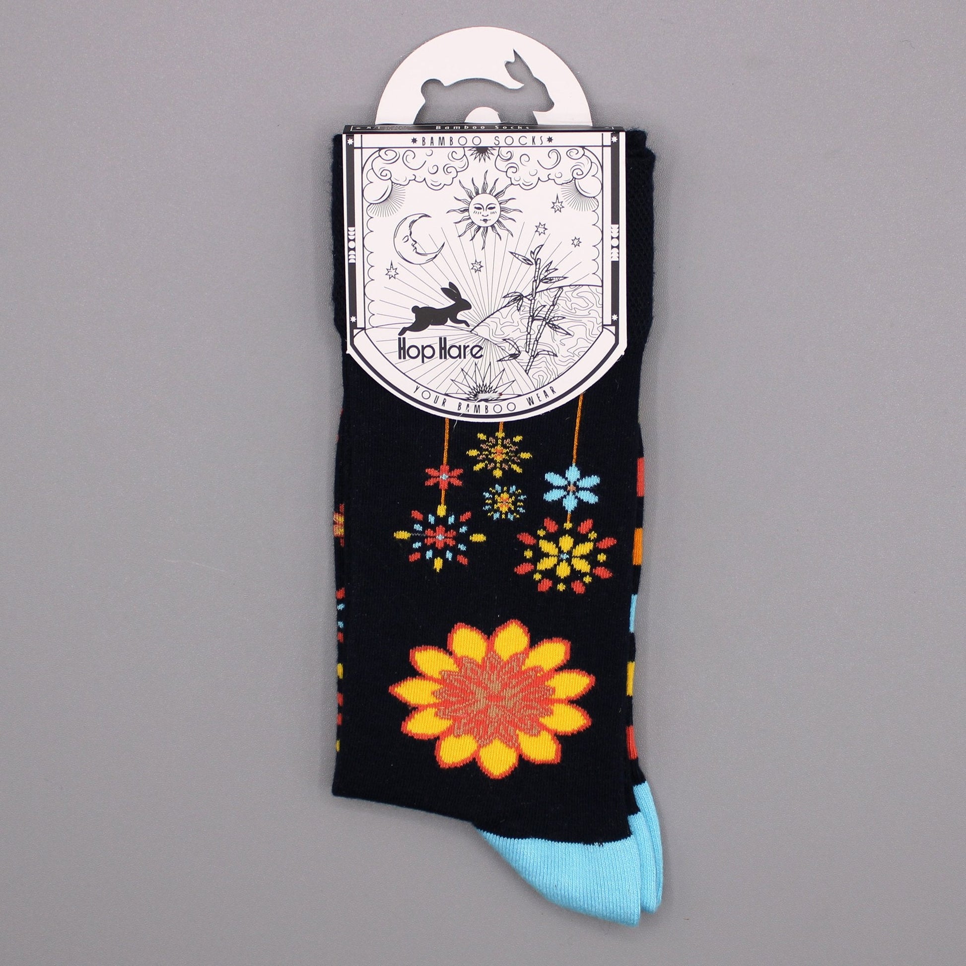 S/M Hop Hare Mandala Flowers Bamboo Socks | #product_category# - OneRoofGifts
