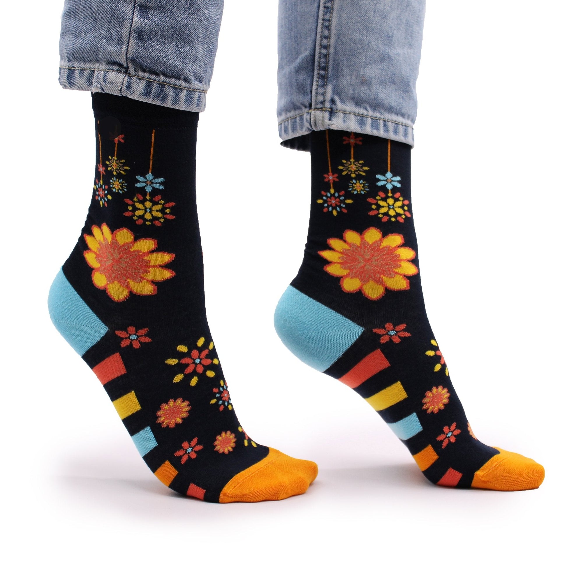S/M Hop Hare Mandala Flowers Bamboo Socks | #product_category# - OneRoofGifts