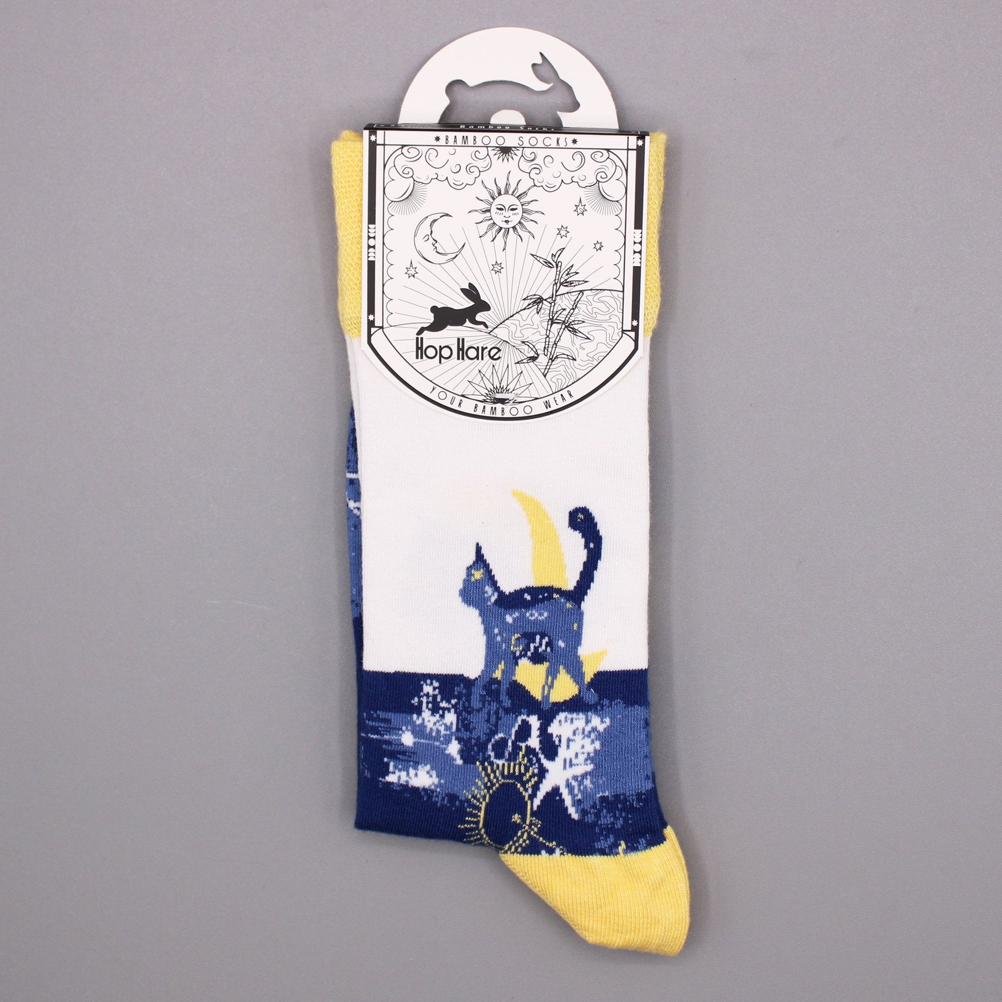 S/M Hop Hare Midnight Cat Design Bamboo Socks | #product_category# - OneRoofGifts