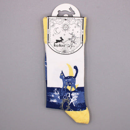 S/M Hop Hare Midnight Cat Design Bamboo Socks | #product_category# - OneRoofGifts