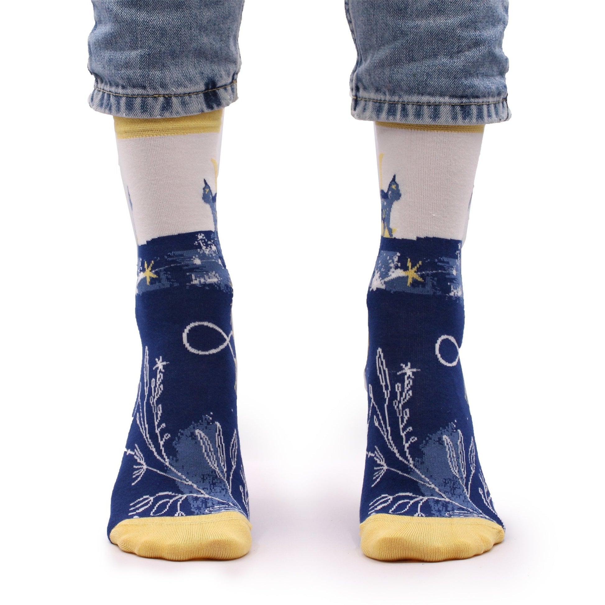 S/M Hop Hare Midnight Cat Design Bamboo Socks | #product_category# - OneRoofGifts