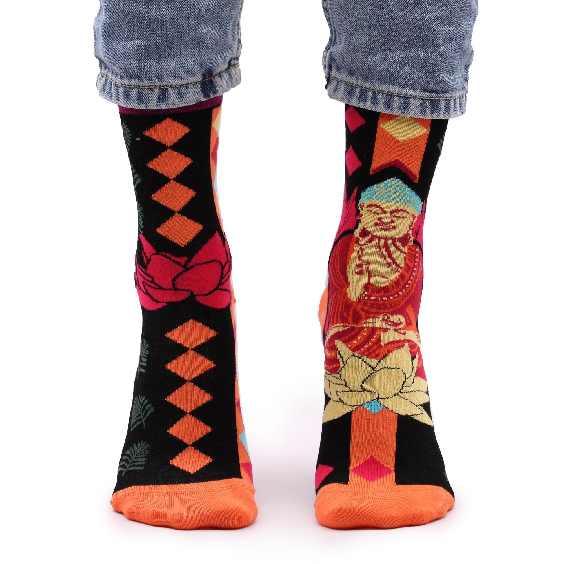 S/M Hop Hare Pink Buddha & Lotus Bamboo Socks | #product_category# - OneRoofGifts