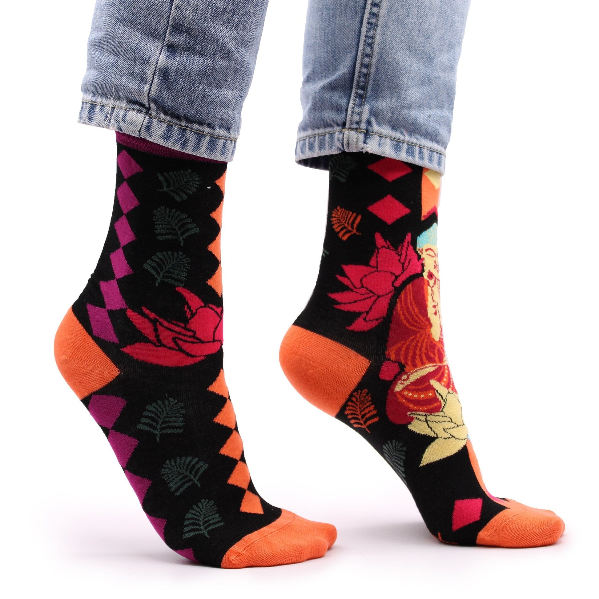 S/M Hop Hare Pink Buddha & Lotus Bamboo Socks | #product_category# - OneRoofGifts