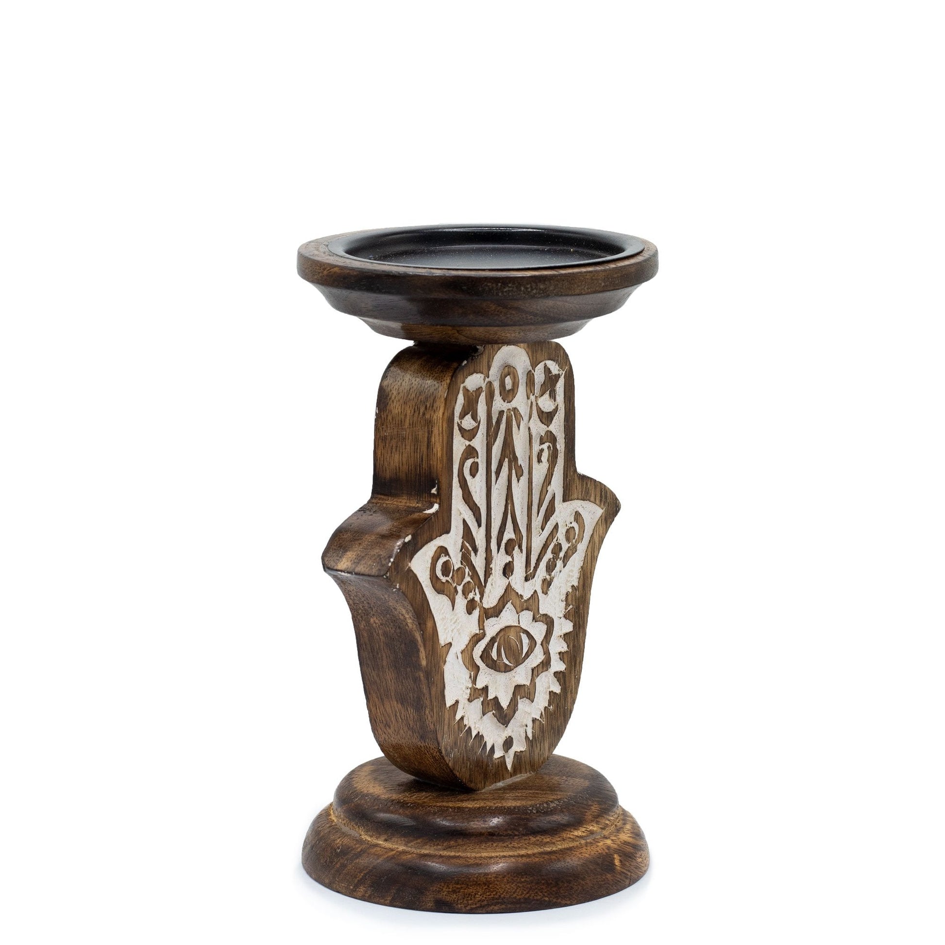 Small Mango Wood Hamsa Candle Stand | #product_category# - OneRoofGifts
