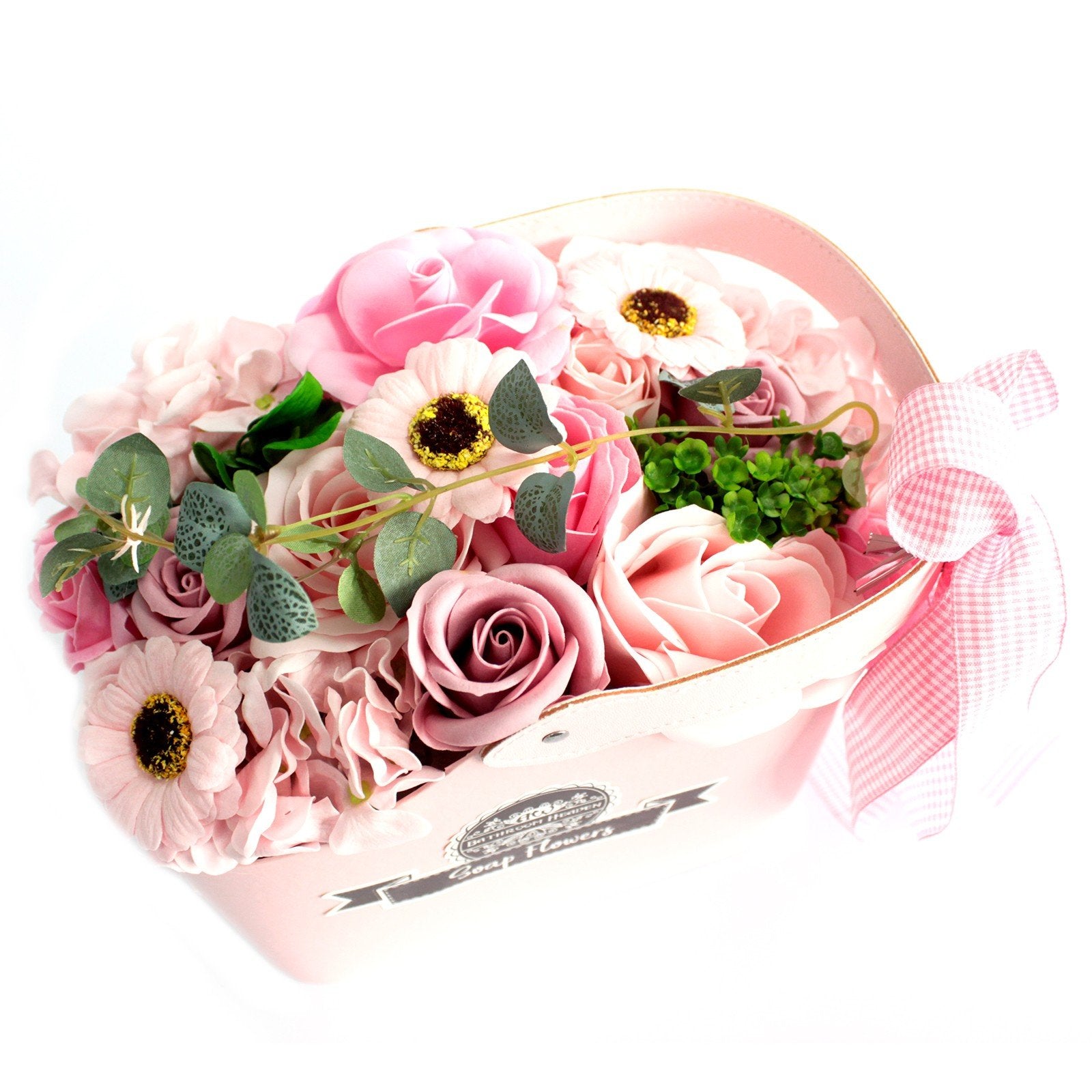 Soap Flower Bouquet in Pink, Basket | #product_category# - OneRoofGifts