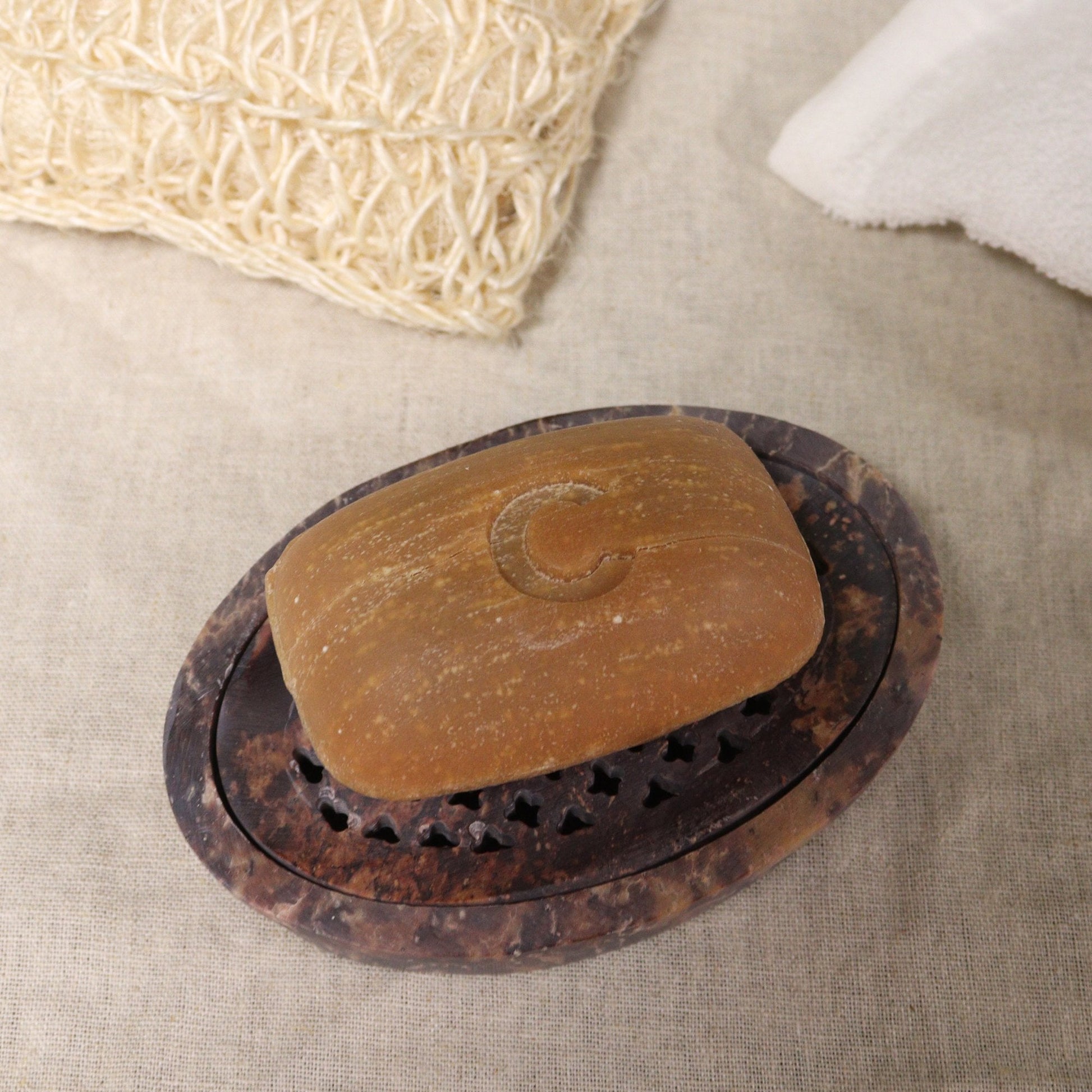 Soapstone Oval Drainer Soap Dish | #product_category# - OneRoofGifts