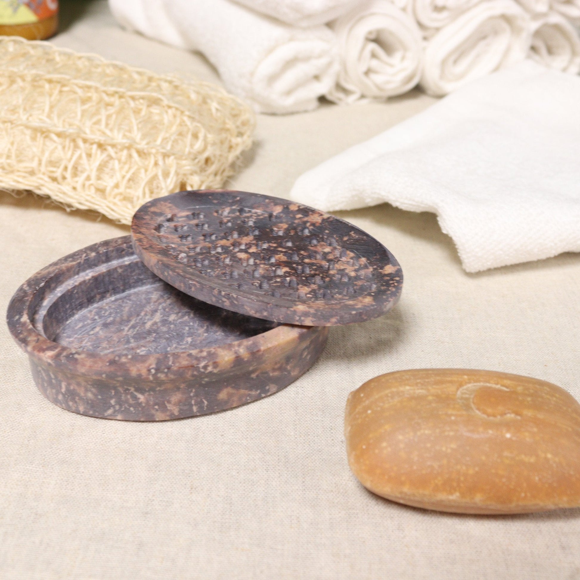 Soapstone Oval Drainer Soap Dish | #product_category# - OneRoofGifts