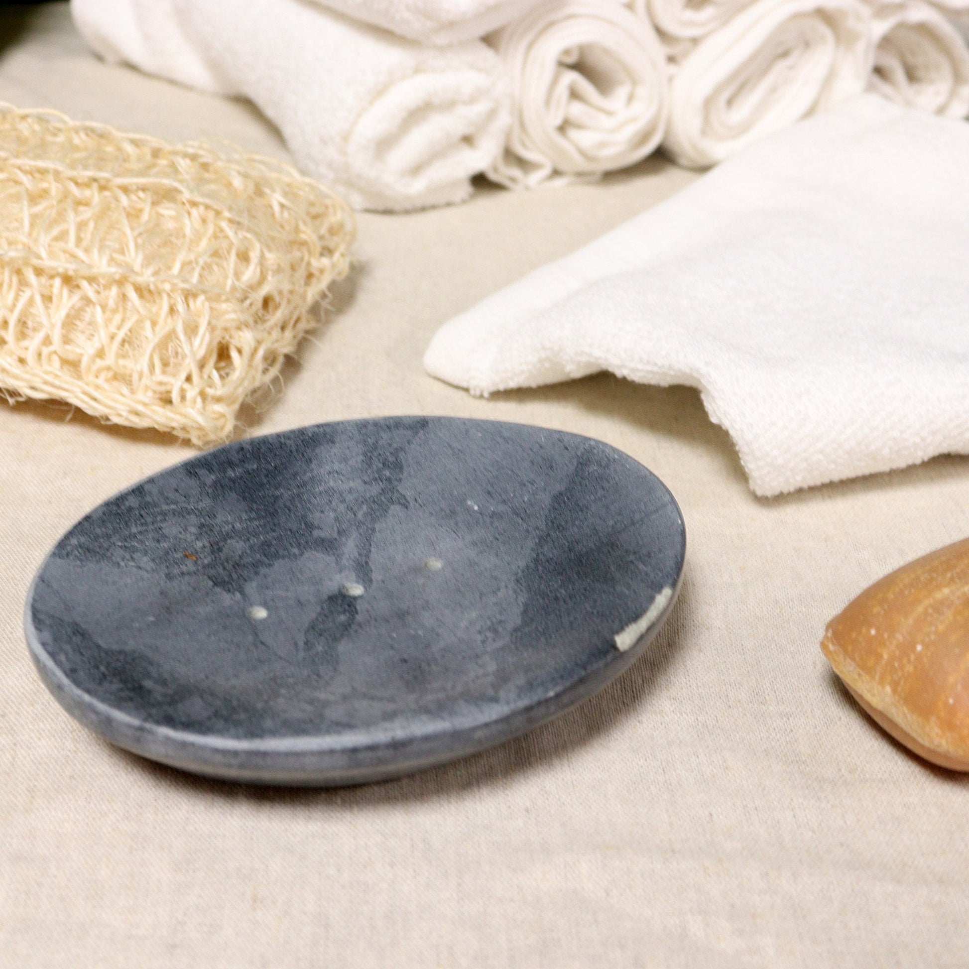 Soapstone Oval Soap Dish, Grey | #product_category# - OneRoofGifts