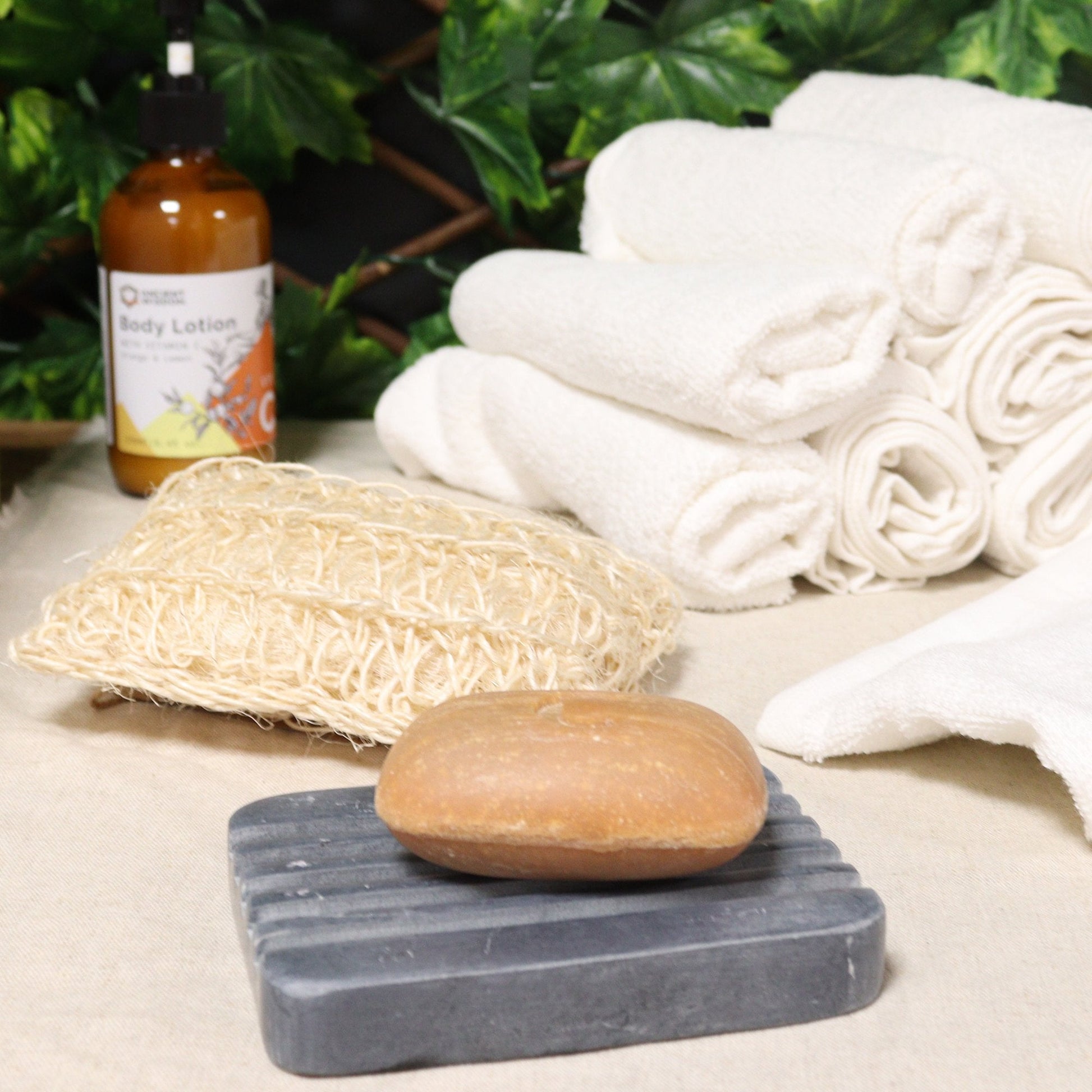 Soapstone Soap Dish with Heavy Ridges, Grey | #product_category# - OneRoofGifts