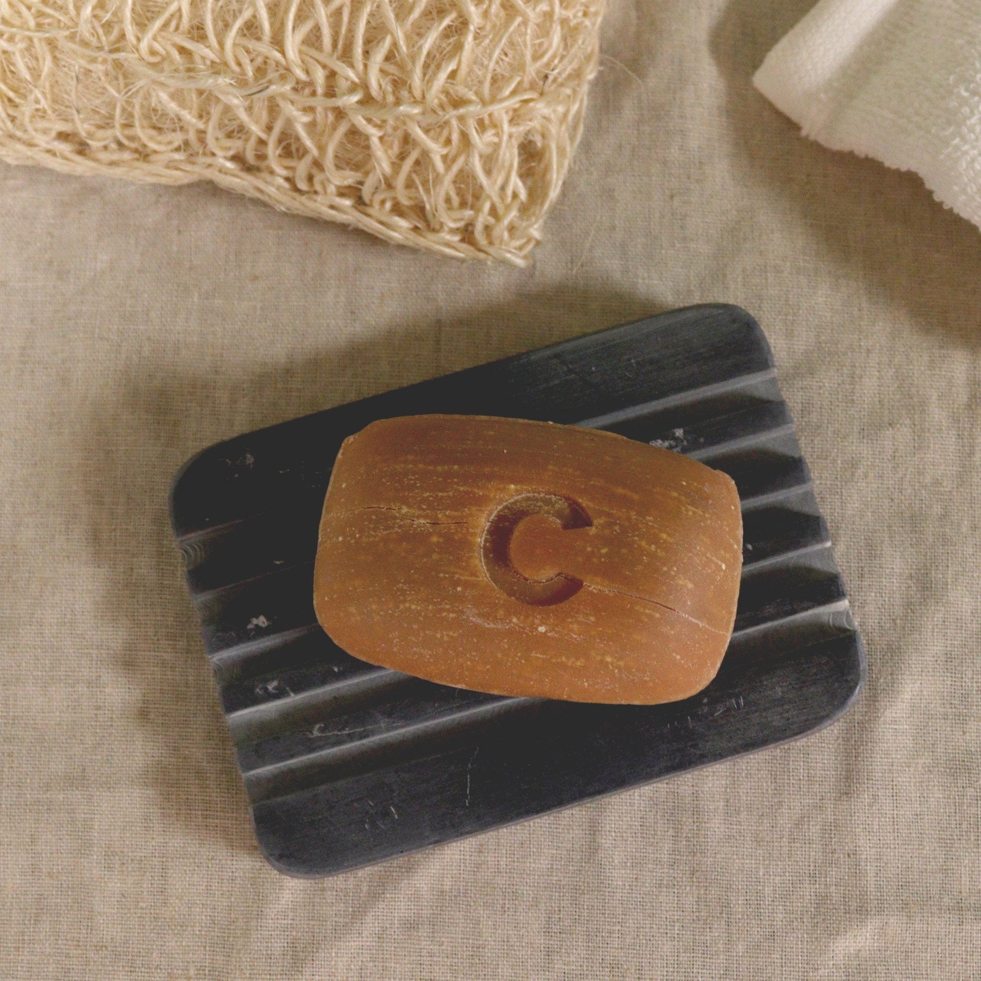 Soapstone Soap Dish with Heavy Ridges, Grey | #product_category# - OneRoofGifts