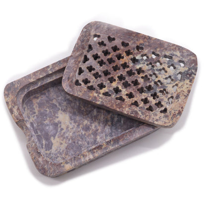 Soapstone Square Soap Dish with Drainer | #product_category# - OneRoofGifts