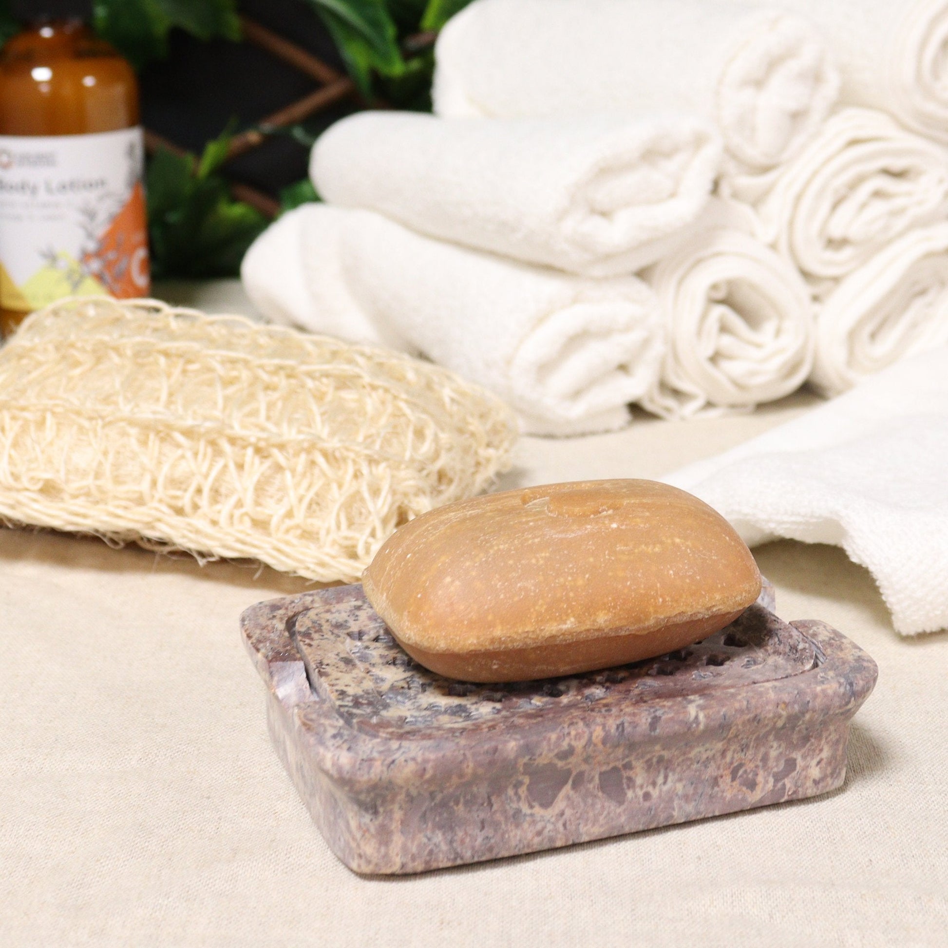 Soapstone Square Soap Dish with Drainer | #product_category# - OneRoofGifts