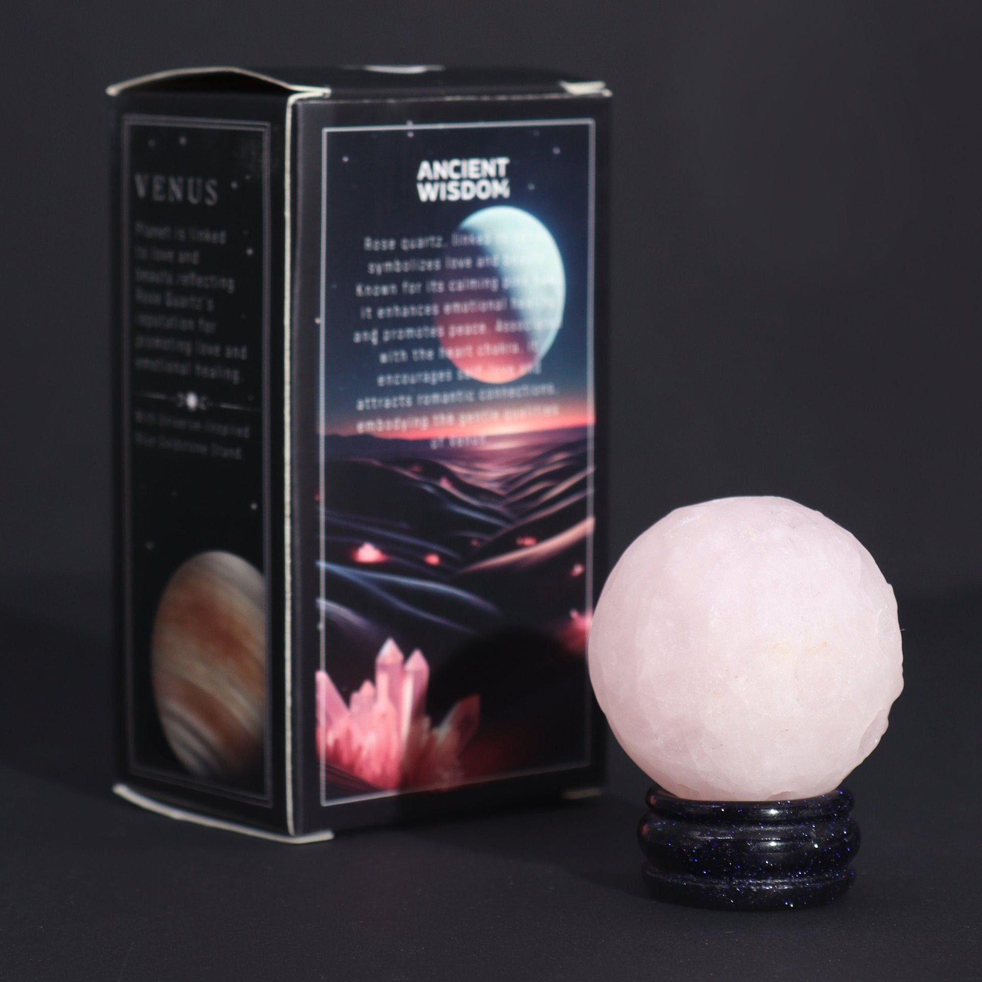 Sola Goldstone Stand with Rose Quartz Venus Planet | #product_category# - OneRoofGifts