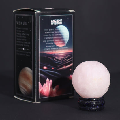 Sola Goldstone Stand with Rose Quartz Venus Planet | #product_category# - OneRoofGifts