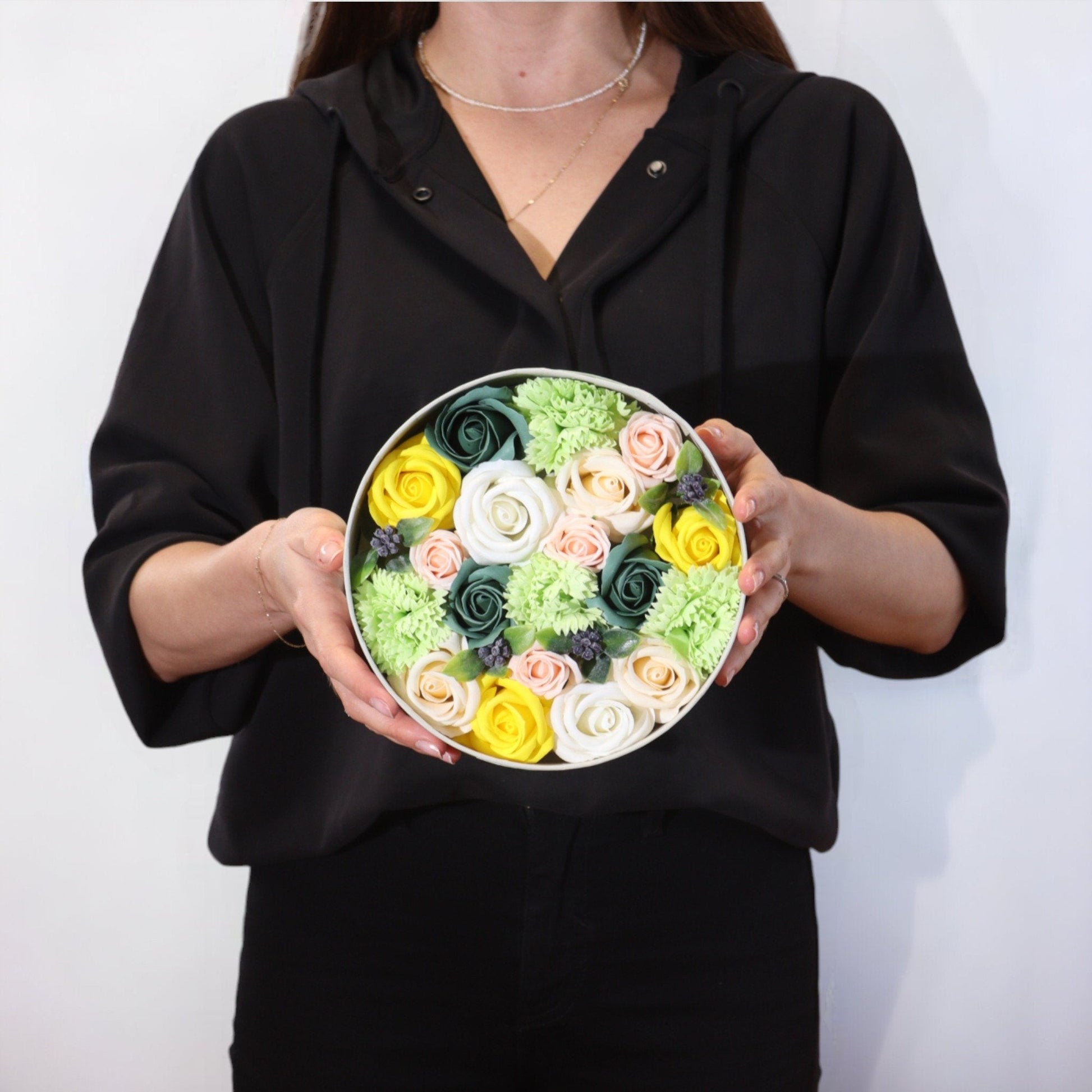 Spring Celebrations Round Box in Yellow & Green | #product_category# - OneRoofGifts