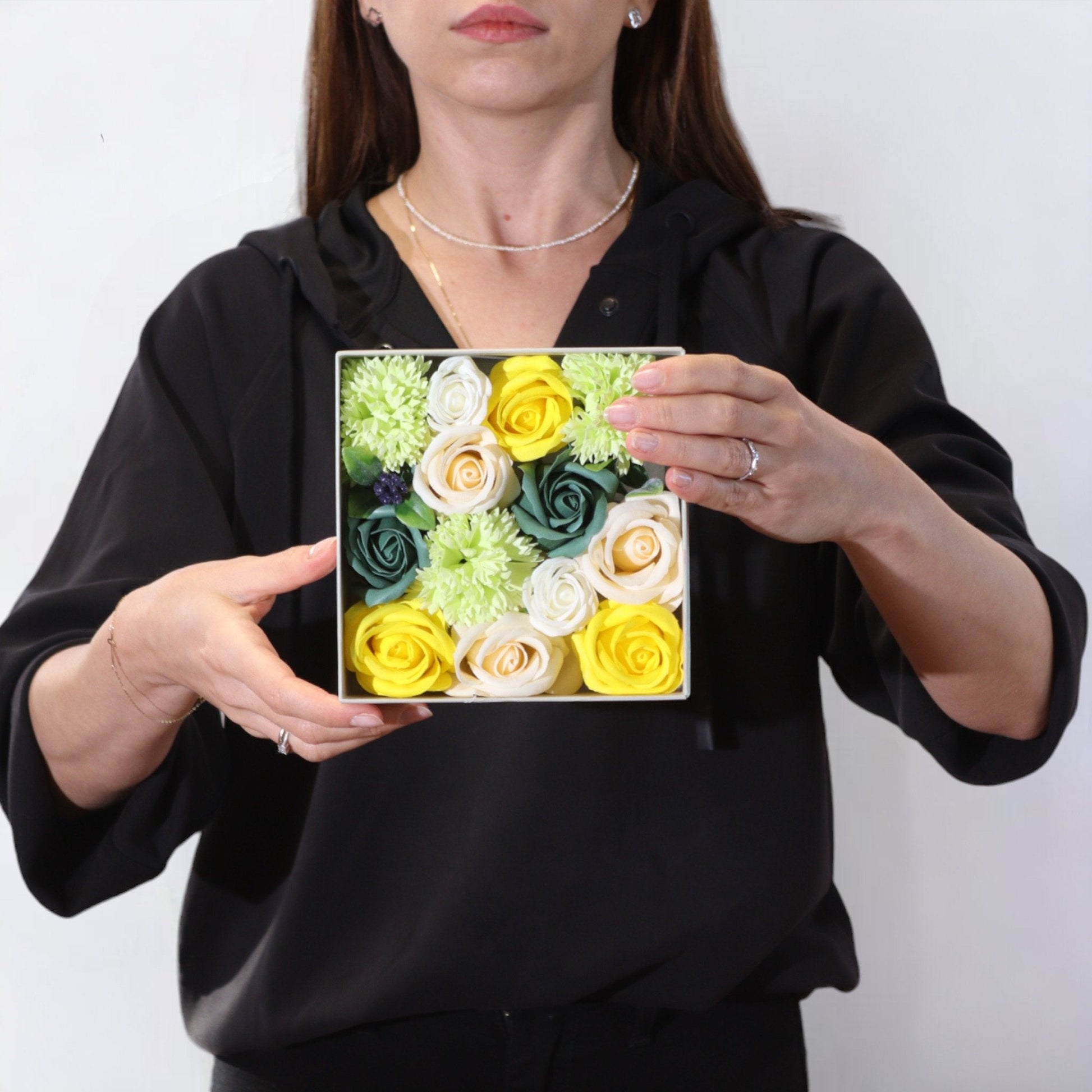 Spring Celebrations Square Box in Yellow & Green | #product_category# - OneRoofGifts