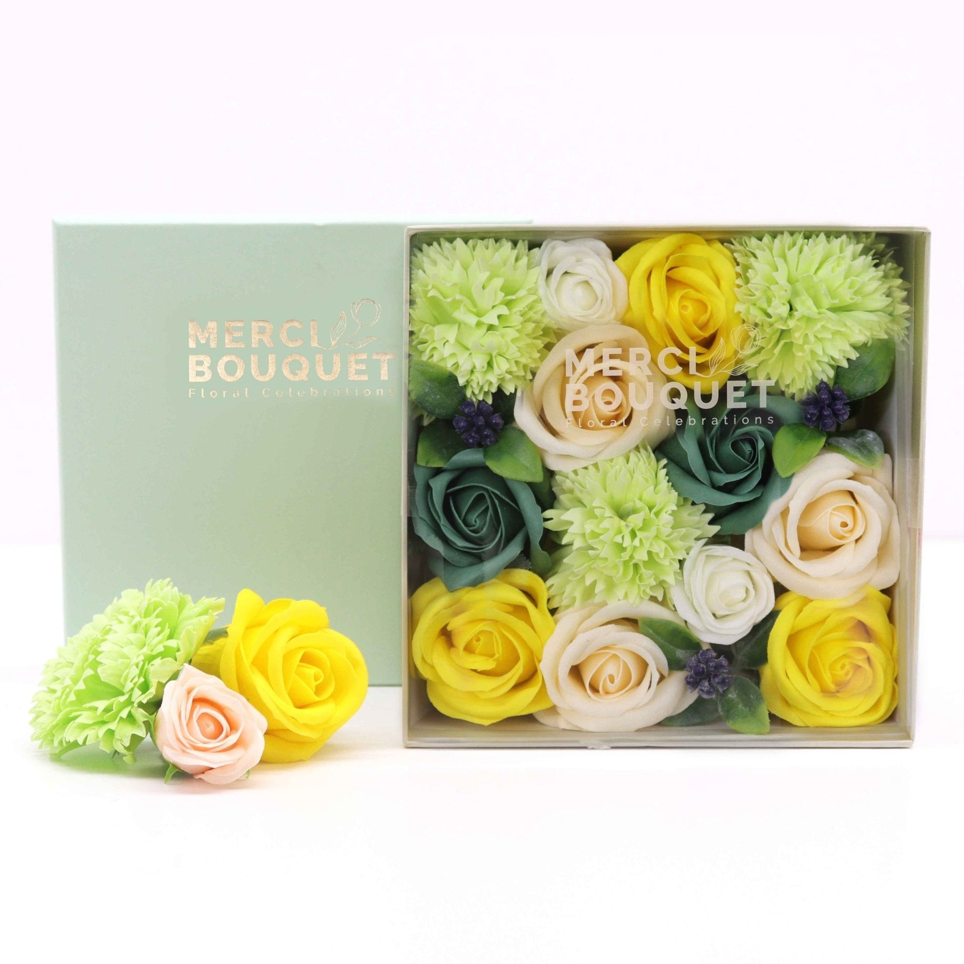 Spring Celebrations Square Box in Yellow & Green | #product_category# - OneRoofGifts