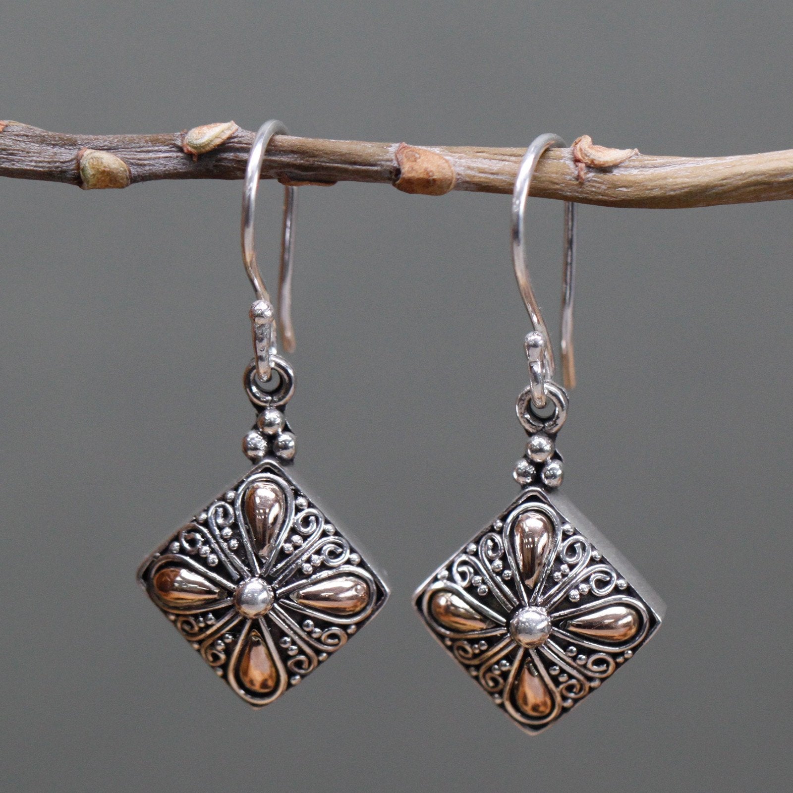 Square Drop Earrings in Silver and Gold | #product_category# - OneRoofGifts