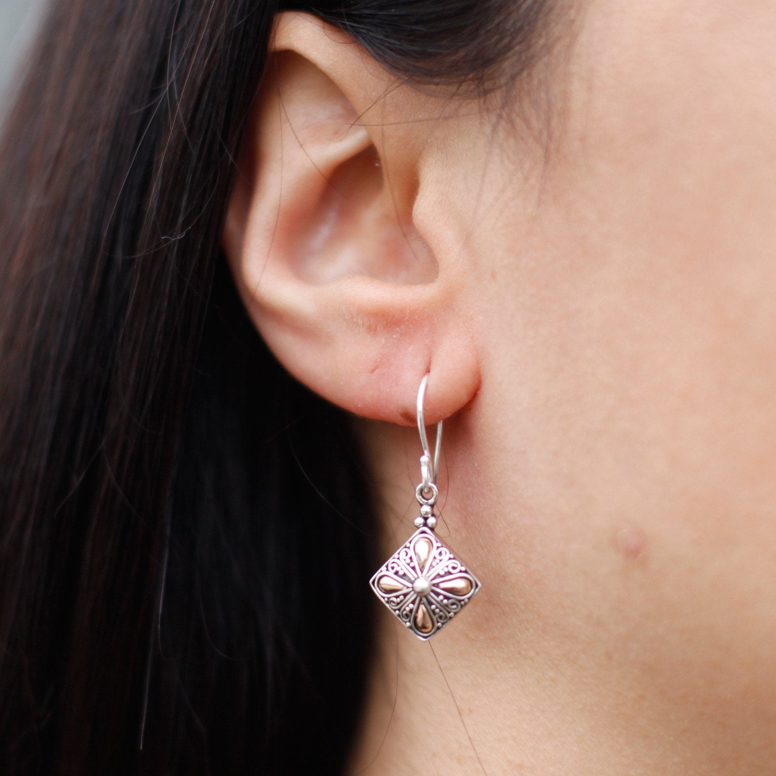 Square Drop Earrings in Silver and Gold | #product_category# - OneRoofGifts