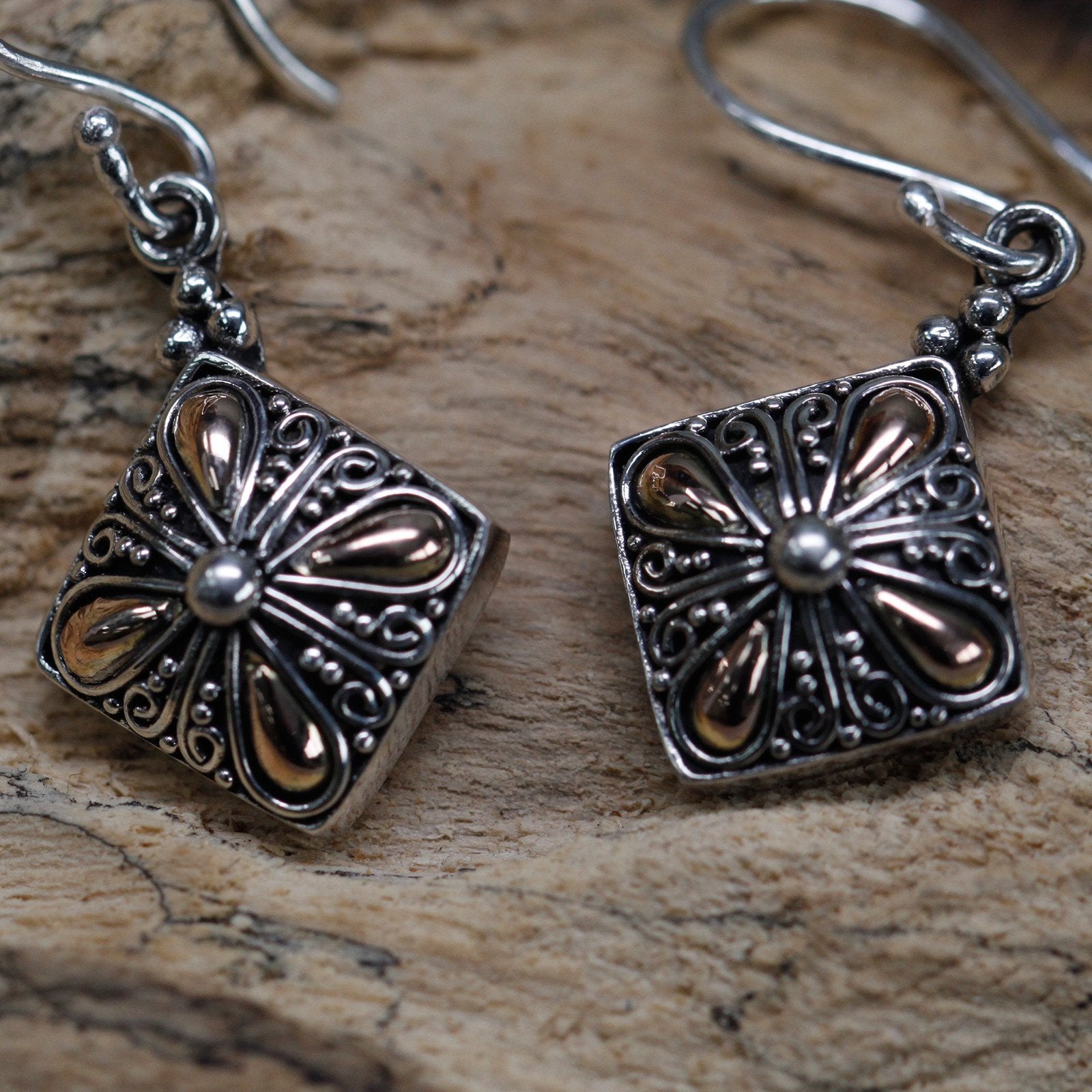 Square Drop Earrings in Silver and Gold | #product_category# - OneRoofGifts
