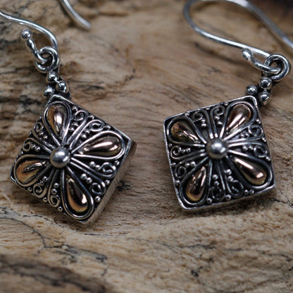 Square Drop Earrings in Silver and Gold | #product_category# - OneRoofGifts