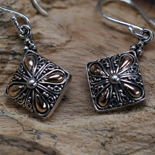 Square Drop Earrings in Silver and Gold | #product_category# - OneRoofGifts