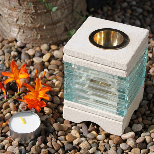 Square Glass Stone Oil Burner | #product_category# - OneRoofGifts