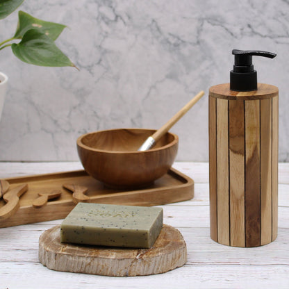 Teakwood Soap Dispenser, Round | #product_category# - OneRoofGifts