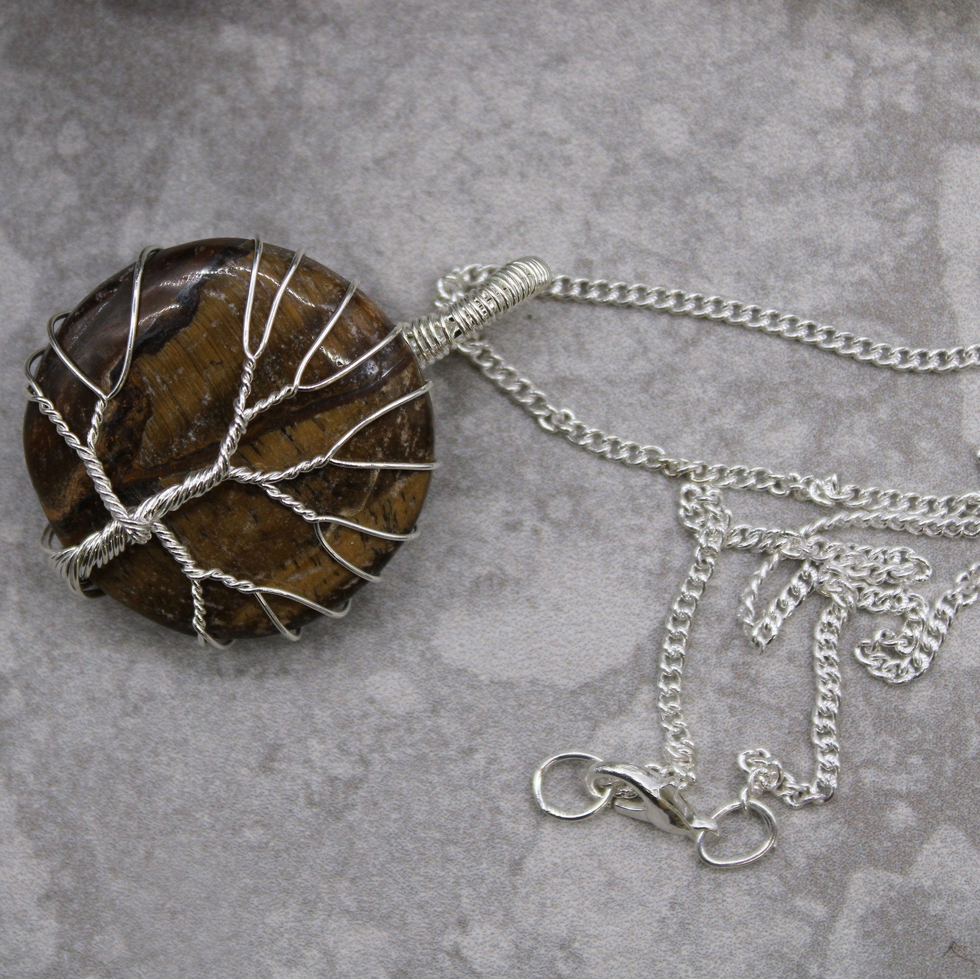 Tiger Eye Gemstone Necklace - Tree of Life | #product_category# - OneRoofGifts