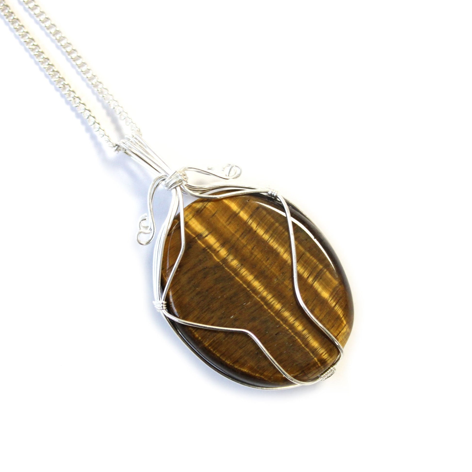 Tiger Eye Gemstone Swirl Wrapped Necklace | #product_category# - OneRoofGifts