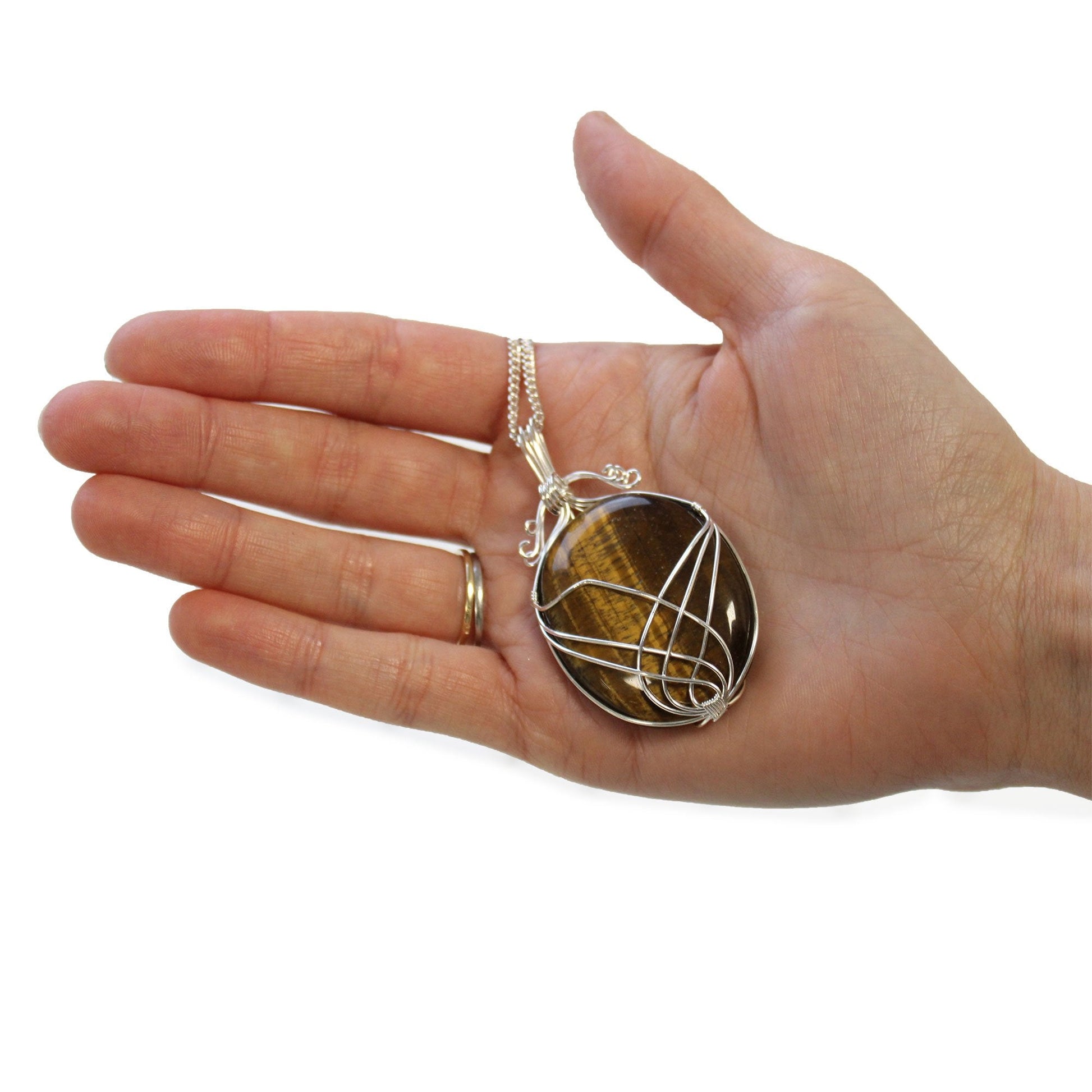 Tiger Eye Gemstone Swirl Wrapped Necklace | #product_category# - OneRoofGifts