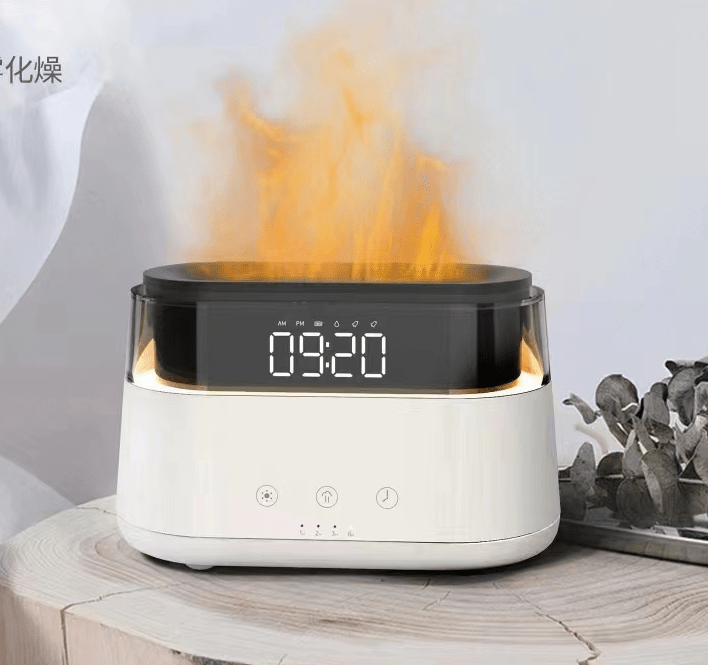 USB - C Modern Aroma Diffuser with LED Clock and Flame Effect | #product_category# - OneRoofGifts