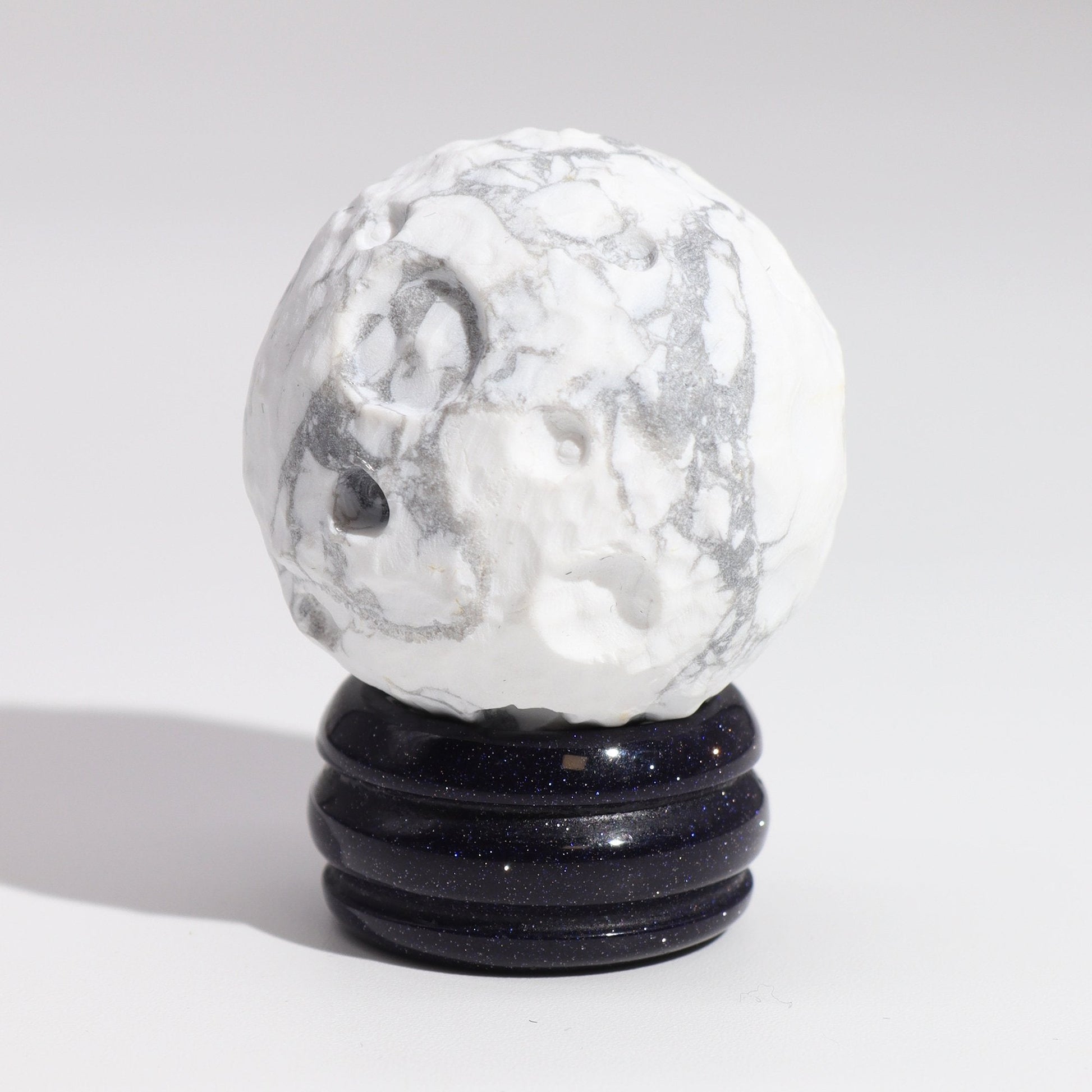 White Howlite Moon Planet on Sola Goldstone Stand | #product_category# - OneRoofGifts