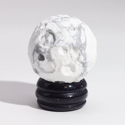 White Howlite Moon Planet on Sola Goldstone Stand | #product_category# - OneRoofGifts