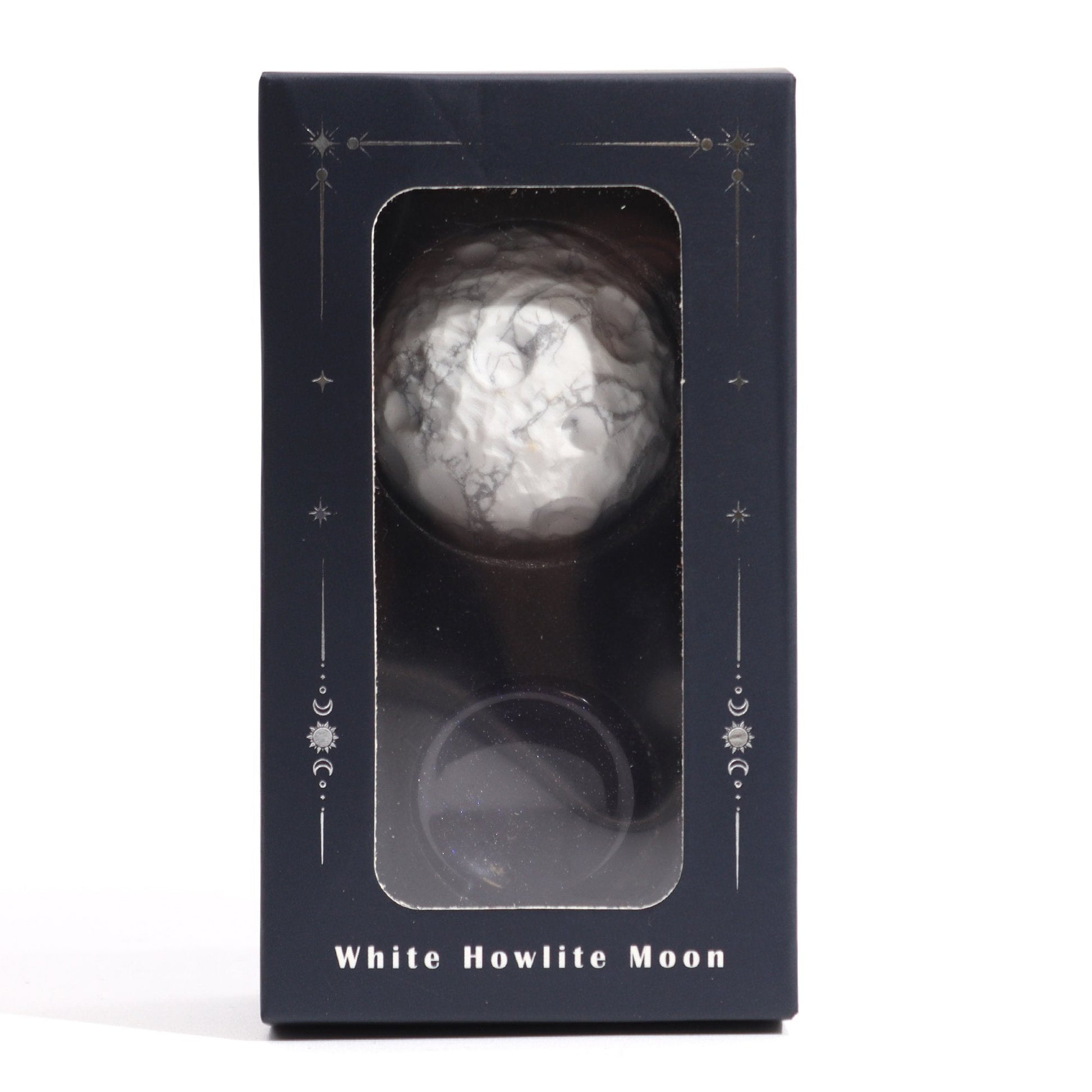 White Howlite Moon Planet on Sola Goldstone Stand | #product_category# - OneRoofGifts