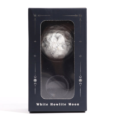 White Howlite Moon Planet on Sola Goldstone Stand | #product_category# - OneRoofGifts