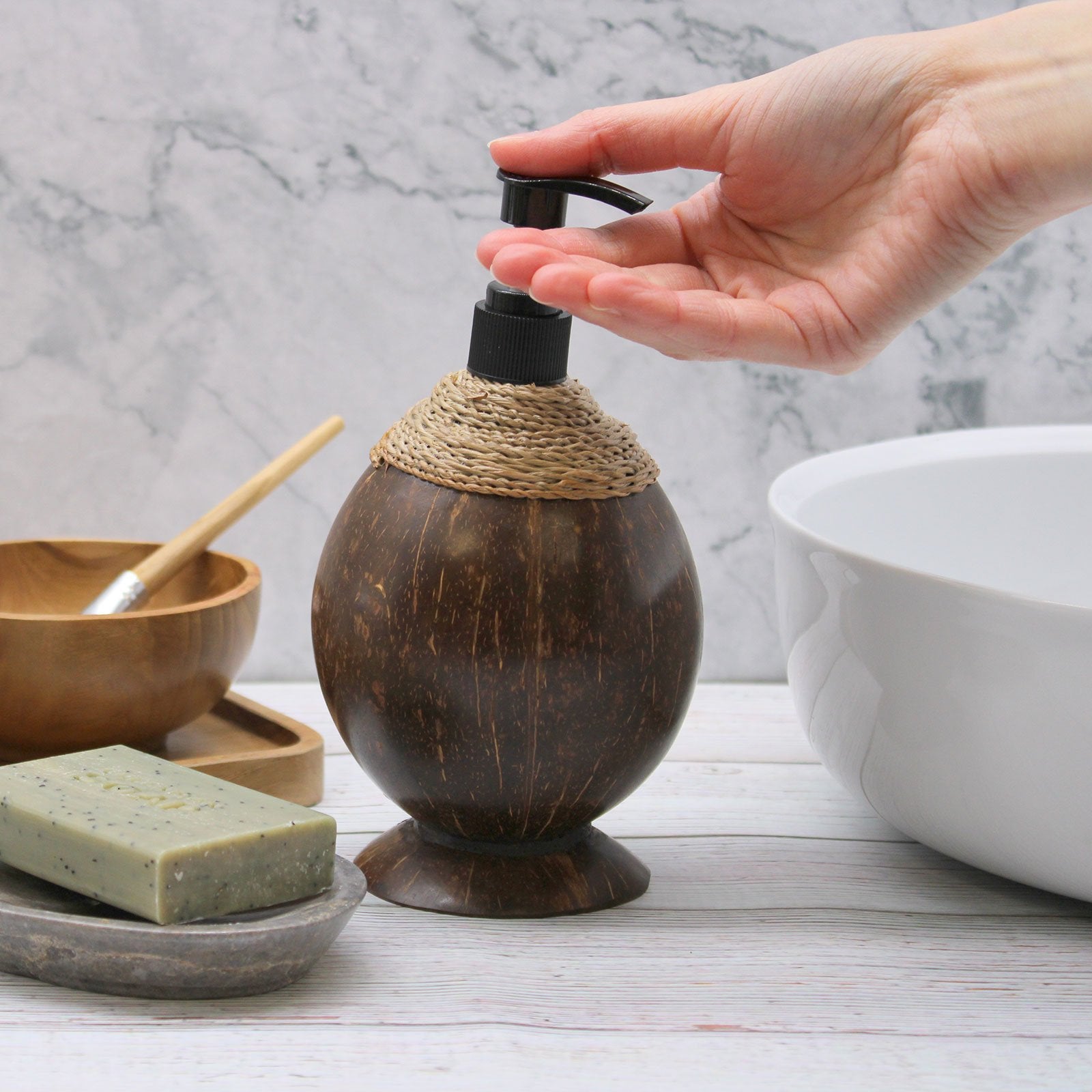 Wooden Coconut Soap Dispenser | #product_category# - OneRoofGifts