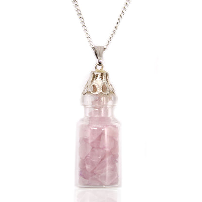 Rose Quartz Gemstone Necklace in Bottle | #product_category# - OneRoofGifts