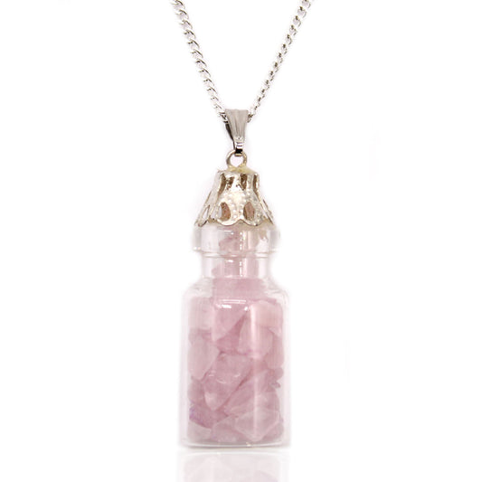 Rose Quartz Gemstone Necklace in Bottle | #product_category# - OneRoofGifts